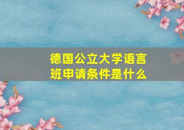 德国公立大学语言班申请条件是什么