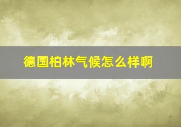 德国柏林气候怎么样啊