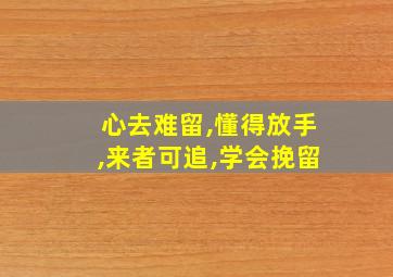 心去难留,懂得放手,来者可追,学会挽留