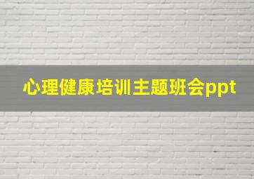 心理健康培训主题班会ppt