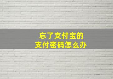 忘了支付宝的支付密码怎么办