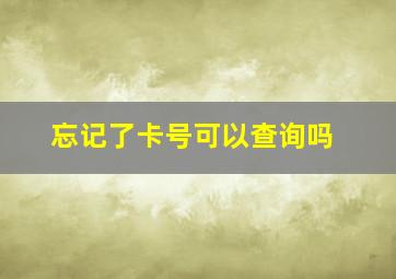 忘记了卡号可以查询吗