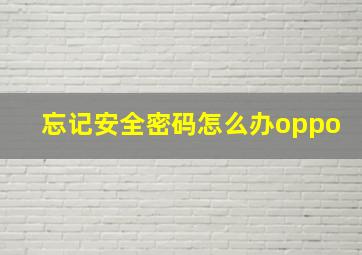 忘记安全密码怎么办oppo