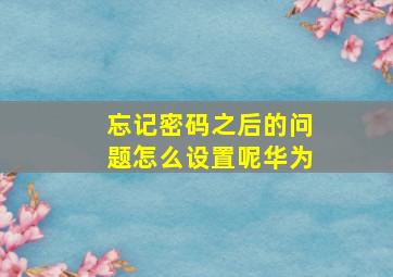 忘记密码之后的问题怎么设置呢华为