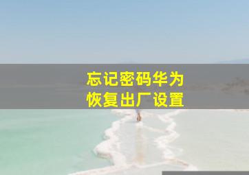 忘记密码华为恢复出厂设置