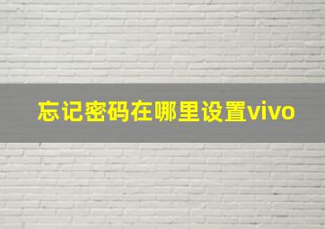 忘记密码在哪里设置vivo