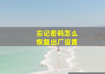 忘记密码怎么恢复出厂设置