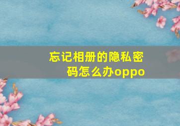 忘记相册的隐私密码怎么办oppo