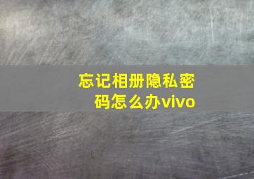 忘记相册隐私密码怎么办vivo