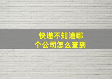 快递不知道哪个公司怎么查到