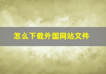 怎么下载外国网站文件