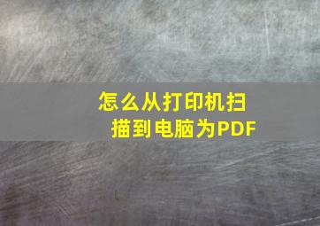 怎么从打印机扫描到电脑为PDF