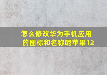 怎么修改华为手机应用的图标和名称呢苹果12