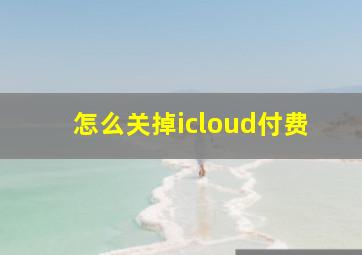 怎么关掉icloud付费