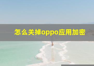 怎么关掉oppo应用加密