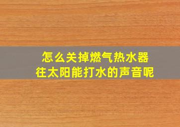 怎么关掉燃气热水器往太阳能打水的声音呢