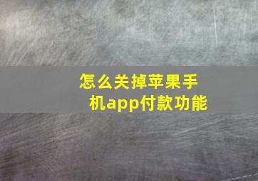 怎么关掉苹果手机app付款功能