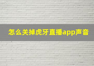 怎么关掉虎牙直播app声音