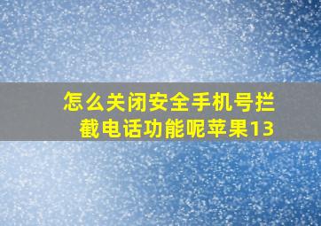 怎么关闭安全手机号拦截电话功能呢苹果13