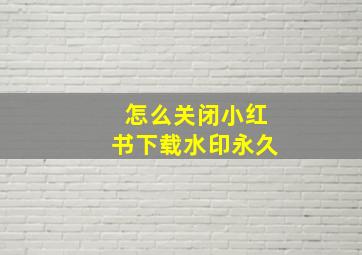 怎么关闭小红书下载水印永久