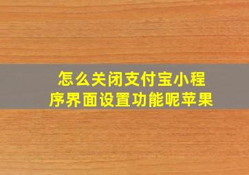 怎么关闭支付宝小程序界面设置功能呢苹果