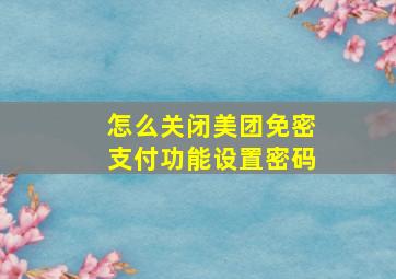 怎么关闭美团免密支付功能设置密码