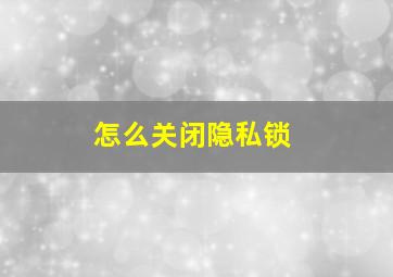 怎么关闭隐私锁