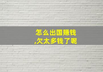 怎么出国赚钱,欠太多钱了呢