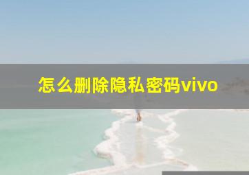 怎么删除隐私密码vivo