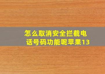 怎么取消安全拦截电话号码功能呢苹果13