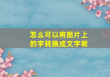 怎么可以将图片上的字转换成文字呢