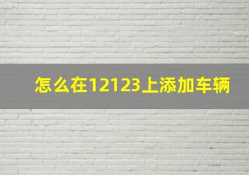 怎么在12123上添加车辆