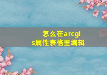 怎么在arcgis属性表格里编辑