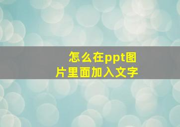 怎么在ppt图片里面加入文字