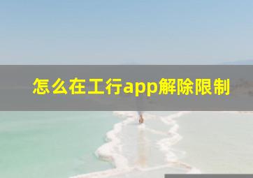 怎么在工行app解除限制