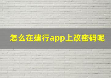 怎么在建行app上改密码呢