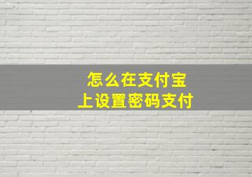 怎么在支付宝上设置密码支付