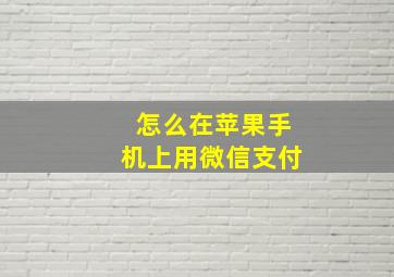 怎么在苹果手机上用微信支付