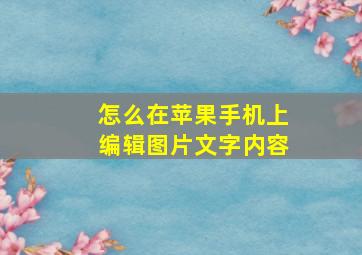 怎么在苹果手机上编辑图片文字内容