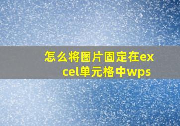 怎么将图片固定在excel单元格中wps