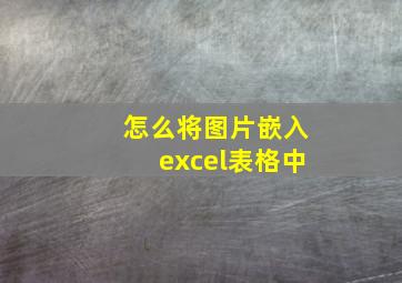 怎么将图片嵌入excel表格中