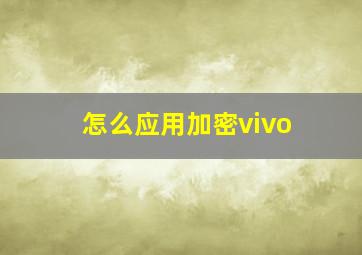 怎么应用加密vivo