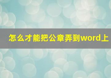 怎么才能把公章弄到word上