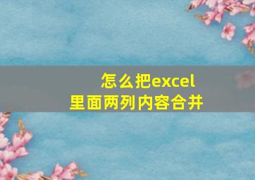 怎么把excel里面两列内容合并