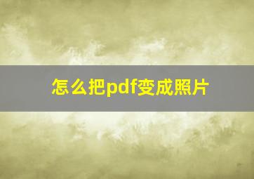 怎么把pdf变成照片