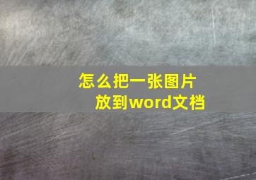 怎么把一张图片放到word文档