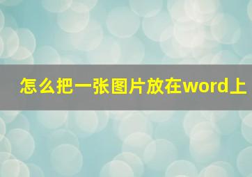 怎么把一张图片放在word上