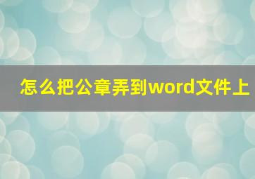 怎么把公章弄到word文件上