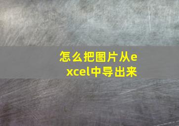 怎么把图片从excel中导出来