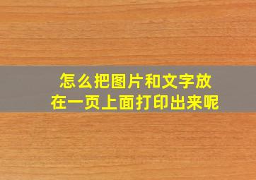 怎么把图片和文字放在一页上面打印出来呢